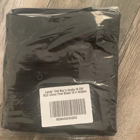 NWT LANDS' END BOY'S HUSKY lK EW BLD CHINO PANTS BLACK 18 (HUSKY) - Picture 5 of 6